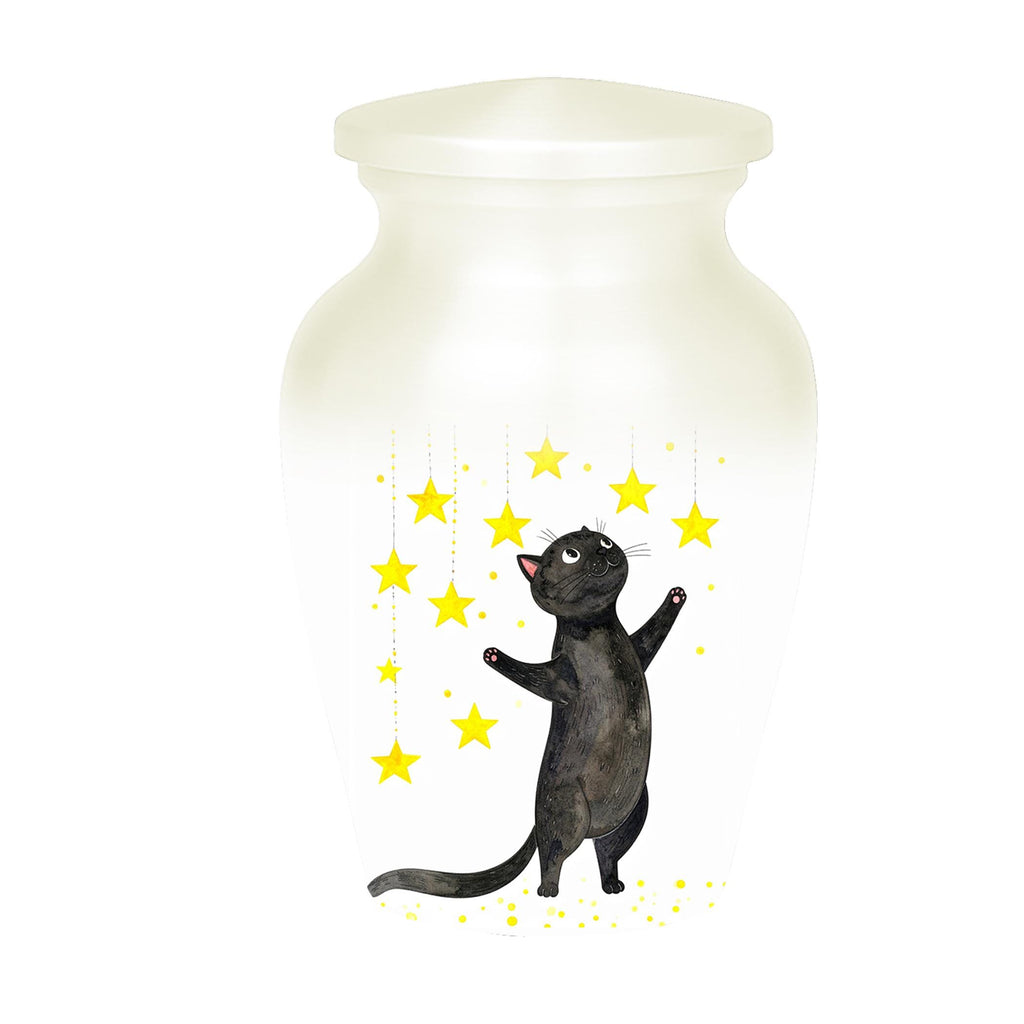 black cat star cremation urn for pet ashes, handmade aluminum memorial urn – photo 5