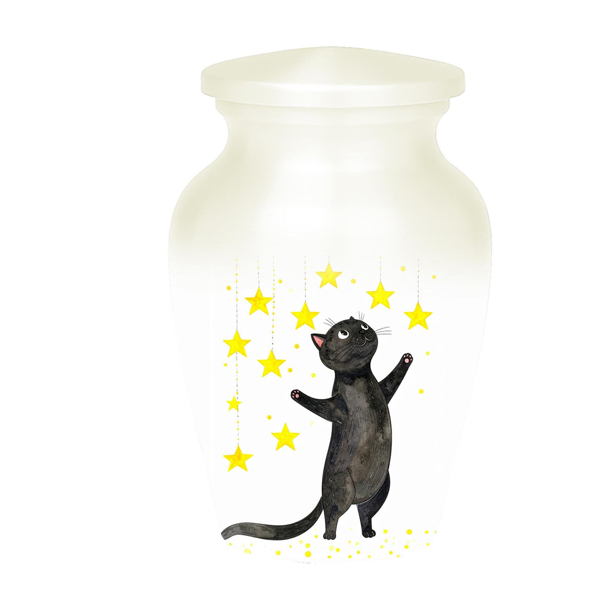 black cat star cremation urn for pet ashes, handmade aluminum memorial urn – photo 5