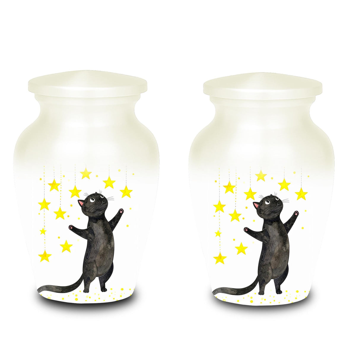 black cat star cremation urn for pet ashes, handmade aluminum memorial urn – photo 9