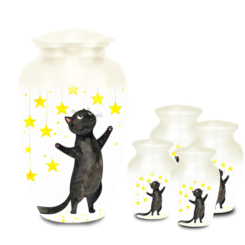 black cat star cremation urn for pet ashes, handmade aluminum memorial urn – photo 8