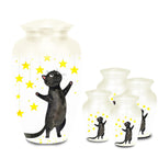 black cat star cremation urn for pet ashes, handmade aluminum memorial urn – photo 8