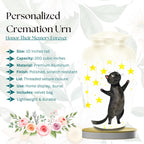 black cat star cremation urn for pet ashes, handmade aluminum memorial urn – photo 2