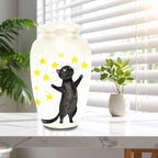 black cat star cremation urn for pet ashes, handmade aluminum memorial urn – photo 10