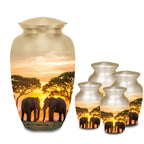 elephant safari sunset cremation urn for human ashes, handmade aluminum memorial urn – photo 8
