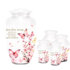 pink butterfly watercolor floral cremation urn for human ashes, handmade aluminum memorial urn – photo 5