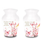 pink butterfly watercolor floral cremation urn for human ashes, handmade aluminum memorial urn – photo 6