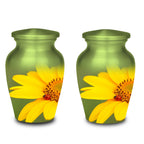 sunflower ladybug cremation urn for human ashes, handmade aluminum memorial urn – photo 8