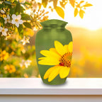 sunflower ladybug cremation urn for human ashes, handmade aluminum memorial urn – photo 4