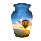 hot air balloon sunset cremation urn for human ashes, handmade aluminum memorial urn – photo 6
