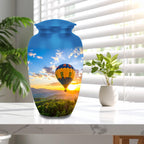 hot air balloon sunset cremation urn for human ashes, handmade aluminum memorial urn – photo 10