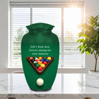 billiards pool player cremation urn for human ashes, handmade aluminum memorial urn – photo 2
