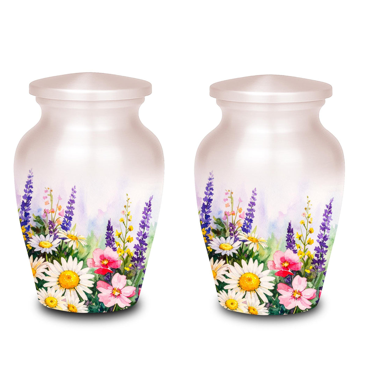 elegant floral tribute cremation urn for human ashes, handmade aluminum memorial urn – photo 7