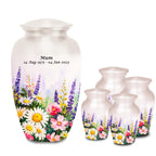 elegant floral tribute cremation urn for human ashes, handmade aluminum memorial urn – photo 5