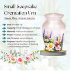 elegant floral tribute cremation urn for human ashes, handmade aluminum memorial urn – photo 8