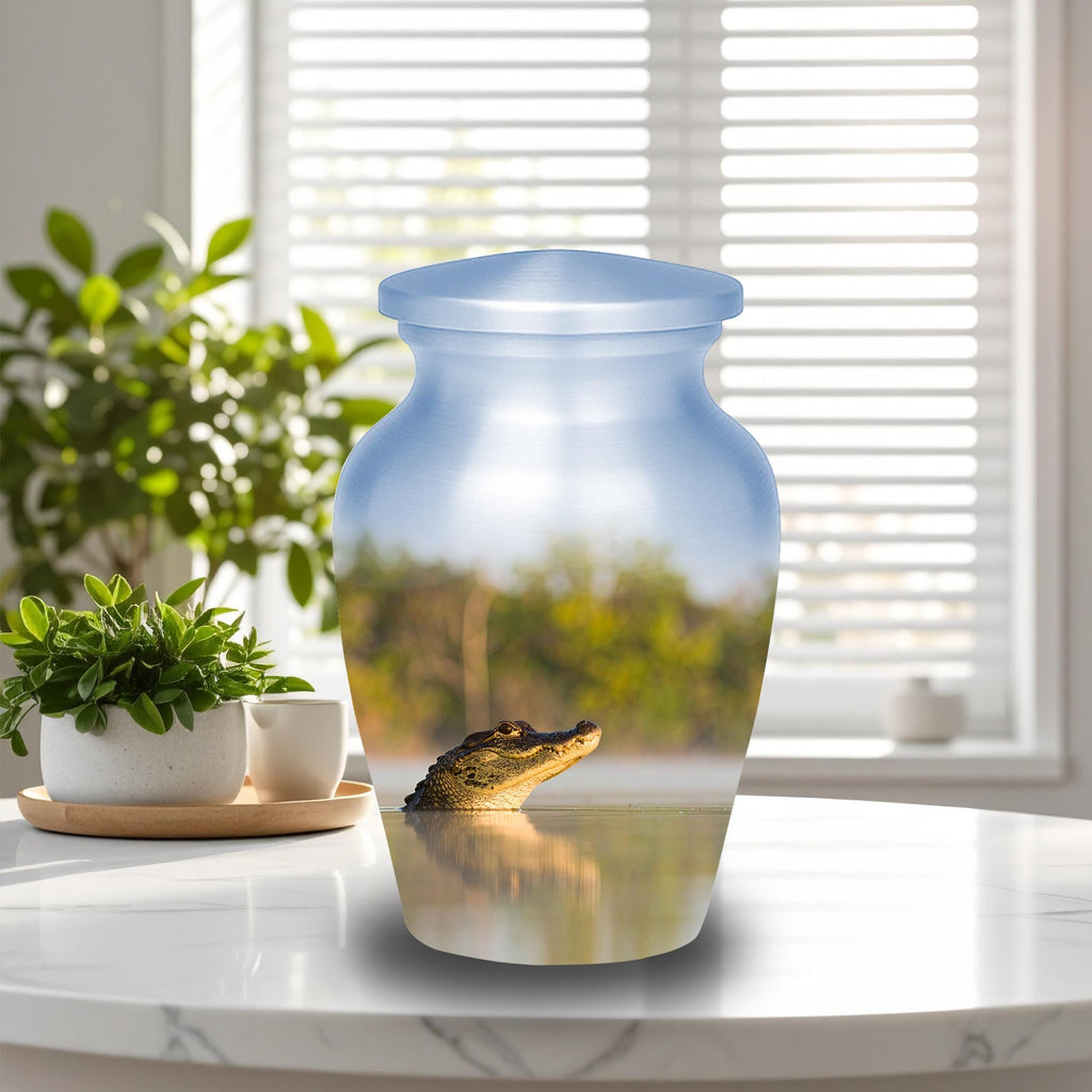 alligator cremation urn for human ashes, handmade aluminum memorial urn – photo 7