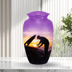 mechanic purple sunset cremation urn for human ashes, handmade aluminum memorial urn – photo 3