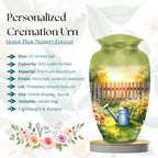 floral garden cremation urn for human ashes, handmade aluminum memorial urn – photo 3