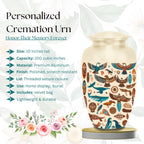 tribal bird feather cremation urn for human ashes, handmade aluminum memorial urn – photo 3