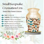 tribal bird feather cremation urn for human ashes, handmade aluminum memorial urn – photo 7