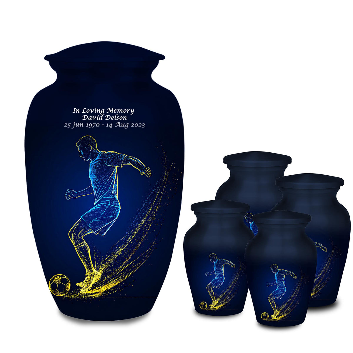 soccer player cremation urn for human ashes, handmade aluminum memorial urn – photo 7