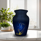 soccer player cremation urn for human ashes, handmade aluminum memorial urn – photo 5
