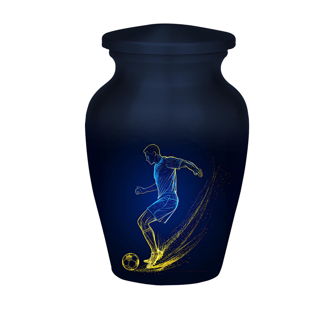 soccer player cremation urn for human ashes, handmade aluminum memorial urn – photo 9