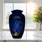 soccer player cremation urn for human ashes, handmade aluminum memorial urn – photo 2