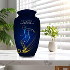 soccer player cremation urn for human ashes, handmade aluminum memorial urn – photo 10