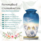 angel wings paw prints cremation urn for pet ashes, handmade aluminum memorial urn – photo 4