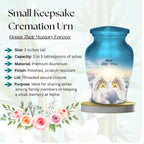 angel wings paw prints cremation urn for pet ashes, handmade aluminum memorial urn – photo 2