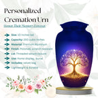 glowing golden tree of life cremation urn for human ashes, handmade aluminum memorial urn – photo 3