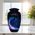blue neon skateboard cremation urn for human ashes, handmade aluminum memorial urn – photo 1
