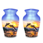 dolphin ocean sunset cremation urn for human ashes, handmade aluminum memorial urn – photo 10