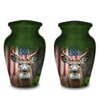 deer hunter american flag cremation urn for human ashes, handmade aluminum memorial urn – photo 8