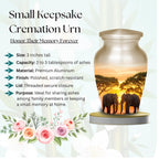 elephant safari sunset cremation urn for human ashes, handmade aluminum memorial urn – photo 7