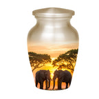 elephant safari sunset cremation urn for human ashes, handmade aluminum memorial urn – photo 6