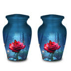 red rose butterfly cremation urn for human ashes, handmade aluminum memorial urn – photo 7