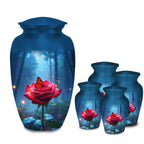 red rose butterfly cremation urn for human ashes, handmade aluminum memorial urn – photo 8