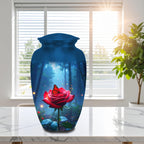 red rose butterfly cremation urn for human ashes, handmade aluminum memorial urn – photo 4