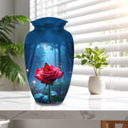 red rose butterfly cremation urn for human ashes, handmade aluminum memorial urn – photo 10
