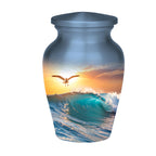 seagull ocean wave sunset cremation urn for human ashes, handmade aluminum memorial urn – photo 10