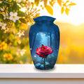 red rose butterfly cremation urn for human ashes, handmade aluminum memorial urn – photo 1