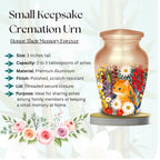 ginger tabby cat floral cremation urn for pet ashes, handmade aluminum memorial urn – photo 6