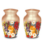 ginger tabby cat floral cremation urn for pet ashes, handmade aluminum memorial urn – photo 8