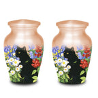 black cat wildflower garden cremation urn for pet ashes, handmade aluminum memorial urn – photo 9