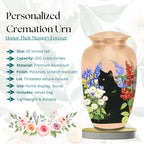 black cat wildflower garden cremation urn for pet ashes, handmade aluminum memorial urn – photo 3