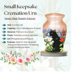 black cat wildflower garden cremation urn for pet ashes, handmade aluminum memorial urn – photo 8