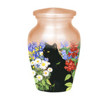 black cat wildflower garden cremation urn for pet ashes, handmade aluminum memorial urn – photo 7