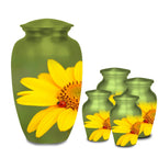 sunflower ladybug cremation urn for human ashes, handmade aluminum memorial urn – photo 9