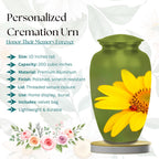 sunflower ladybug cremation urn for human ashes, handmade aluminum memorial urn – photo 2